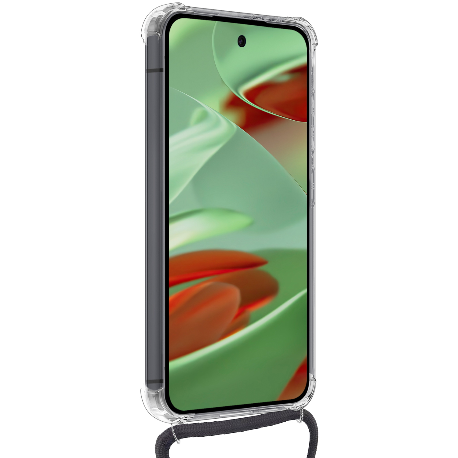 BASEY. Hoesje Geschikt voor Google Pixel 9 Pro Hoesje Siliconen Shock Proof Hoesje Met Koord Case Met Telefoonkoord - Hoes Geschikt voor Google Pixel 9 Pro Hoesje Cover Shockproof Met Koord - Transparant