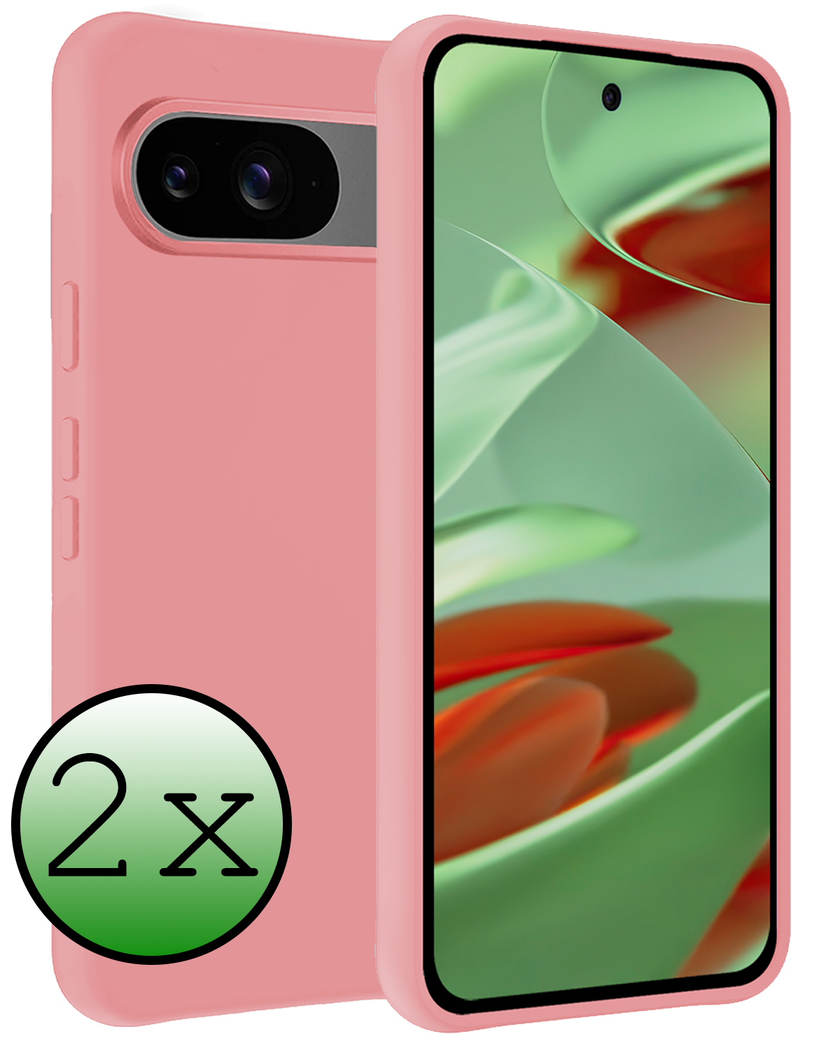 BASEY. Hoesje Geschikt voor Google Pixel 9 Hoesje Siliconen Case Hoes - Hoes Geschikt voor Google Pixel 9 Hoes Cover Case - Lichtroze - 2 PACK