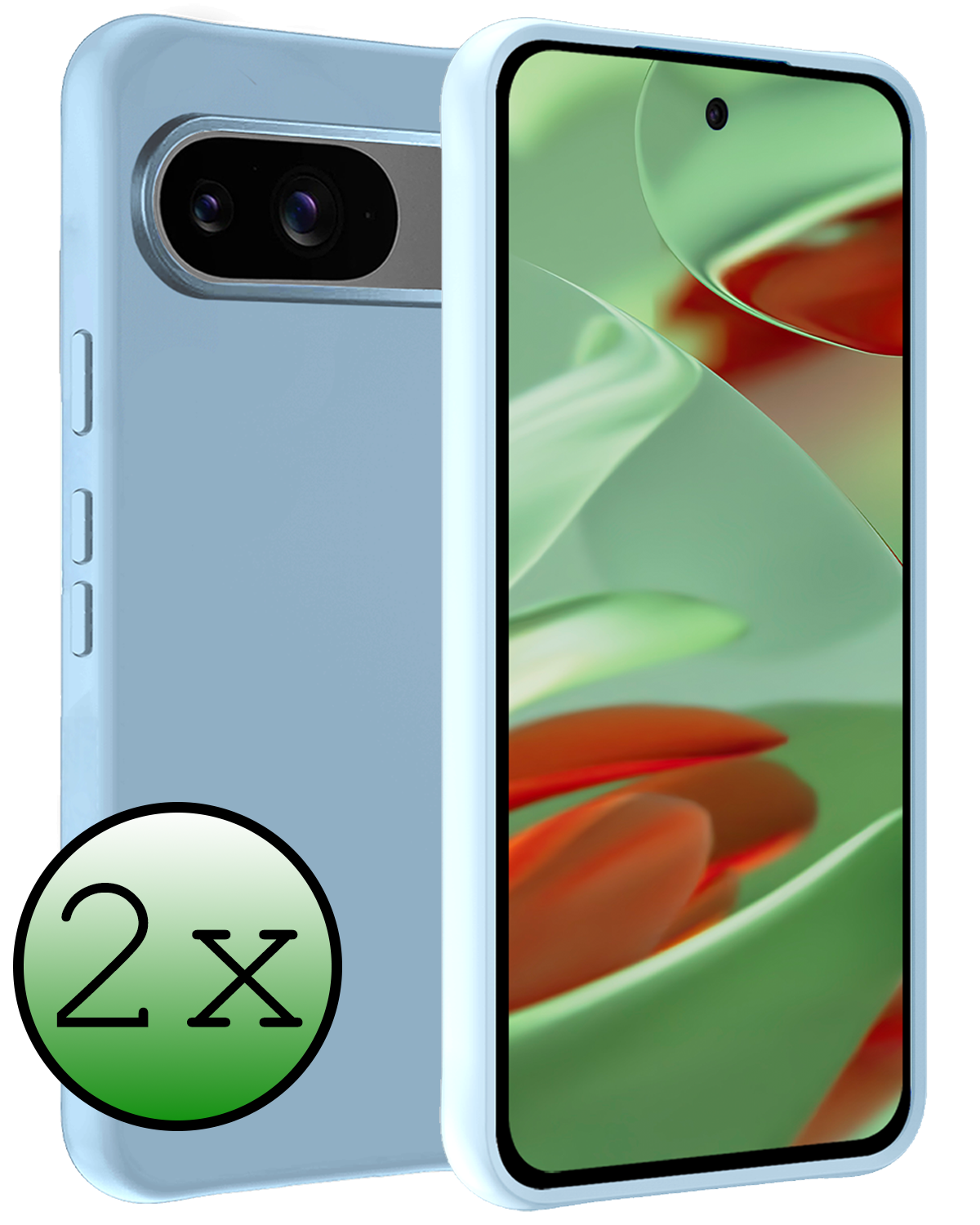 BASEY. Hoesje Geschikt voor Google Pixel 9 Hoesje Siliconen Case Hoes - Hoes Geschikt voor Google Pixel 9 Hoes Cover Case - Lichtblauw - 2 PACK