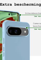 BASEY. Hoesje Geschikt voor Google Pixel 9 Hoesje Siliconen Case Hoes - Hoes Geschikt voor Google Pixel 9 Hoes Cover Case - Lichtblauw - 2 PACK