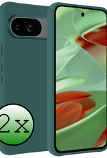 BASEY. Hoesje Geschikt voor Google Pixel 9 Hoesje Siliconen Case Hoes - Hoes Geschikt voor Google Pixel 9 Hoes Cover Case - Donkergroen - 2 PACK