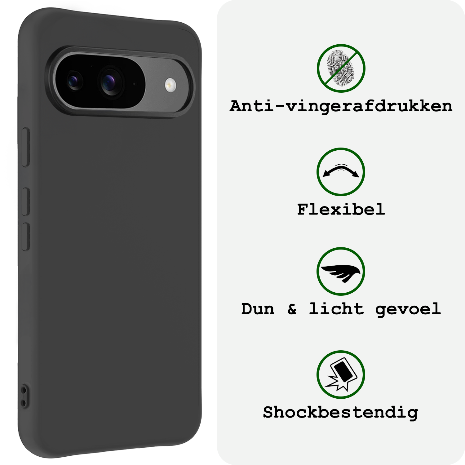 BASEY. Hoesje Geschikt voor Google Pixel 9 Hoesje Siliconen Case Hoes - Hoes Geschikt voor Google Pixel 9 Hoes Cover Case - Zwart