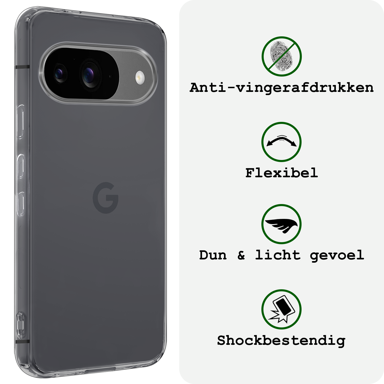 BASEY. Hoesje Geschikt voor Google Pixel 9 Hoesje Siliconen Case Hoes - Hoes Geschikt voor Google Pixel 9 Hoes Cover Case - Transparant