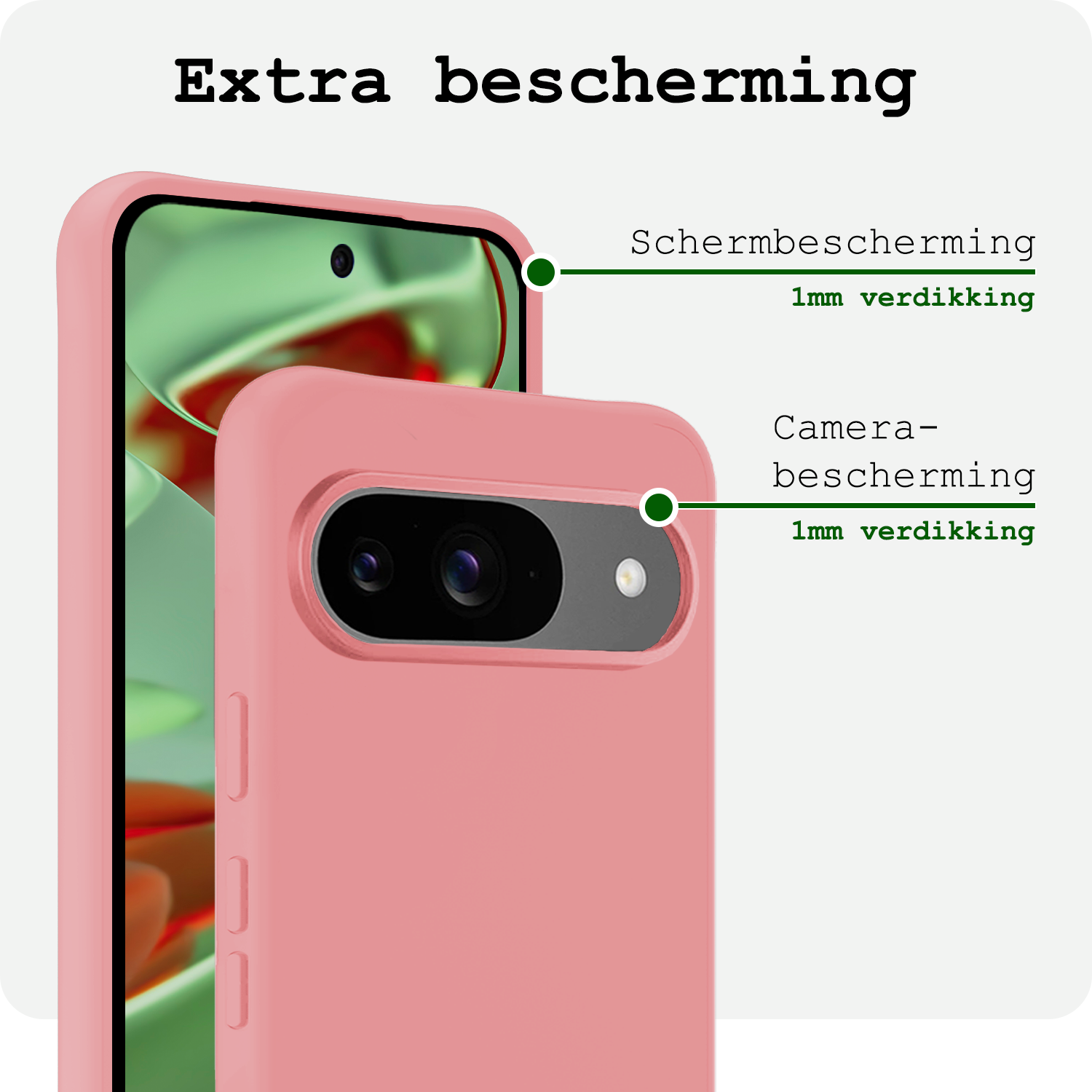 BASEY. Hoesje Geschikt voor Google Pixel 9 Hoesje Siliconen Case Hoes - Hoes Geschikt voor Google Pixel 9 Hoes Cover Case - Lichtroze