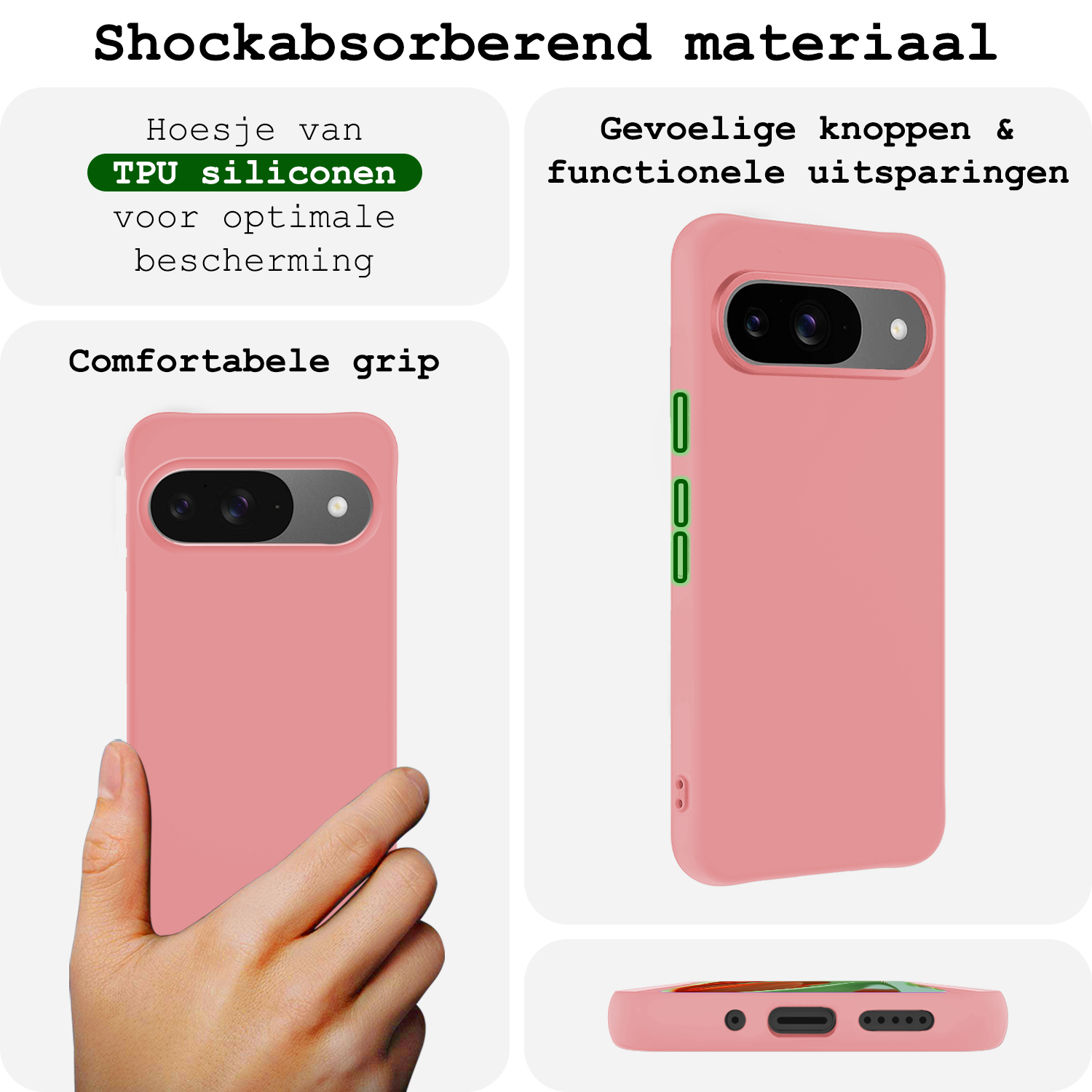 BASEY. Hoesje Geschikt voor Google Pixel 9 Hoesje Siliconen Case Hoes - Hoes Geschikt voor Google Pixel 9 Hoes Cover Case - Lichtroze