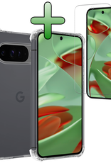 BASEY. Hoesje Geschikt voor Google Pixel 9 Pro Hoesje Siliconen Shock Proof Case Hoes Met Screenprotector - Hoes Geschikt voor Google Pixel 9 Pro Hoes Cover Case Shockproof - Transparant