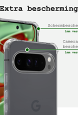 BASEY. Hoesje Geschikt voor Google Pixel 9 Pro Hoesje Siliconen Shock Proof Case Hoes Met Screenprotector - Hoes Geschikt voor Google Pixel 9 Pro Hoes Cover Case Shockproof - Transparant