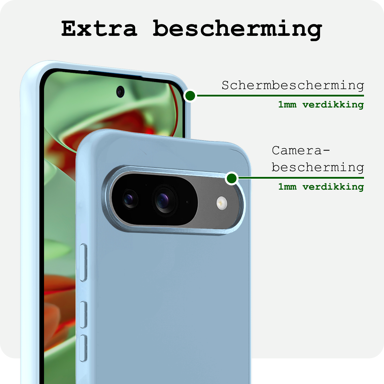 BASEY. Hoesje Geschikt voor Google Pixel 9 Hoesje Siliconen Case Hoes - Hoes Geschikt voor Google Pixel 9 Hoes Cover Case - Lichtblauw