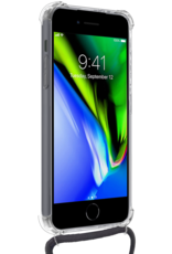 BASEY. Hoes Geschikt voor iPhone SE 2020 Hoesje Pas Houder Shock Proof Case Hoes Met Koord - Hoesje Geschikt voor iPhone SE (2020) Hoes Met Telefoonkoord Pasjeshouder Cover - Transparant - 2 Stuks