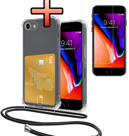 NoXx NoXx iPhone SE 2022 Hoesje Pashouder met Koord Met Screenprotector