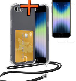 Nomfy Nomfy iPhone SE 2022 Hoesje Pashouder met Koord Met Screenprotector