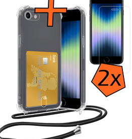 Nomfy Nomfy iPhone SE 2022 Hoesje Pashouder met Koord Met 2x Screenprotector