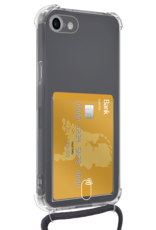 Forterra Hoesje Geschikt voor iPhone SE 2020 Pashouder Case Siliconen Hoes Met Koord - Hoes Geschikt voor iPhone SE (2020) Met Telefoonkoord Hoesje Back Cover Met Pasjeshouder - Transparant - 2 PACK