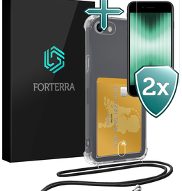 Forterra Forterra iPhone SE 2020 Hoesje Pashouder met Koord Met 2x Screenprotector