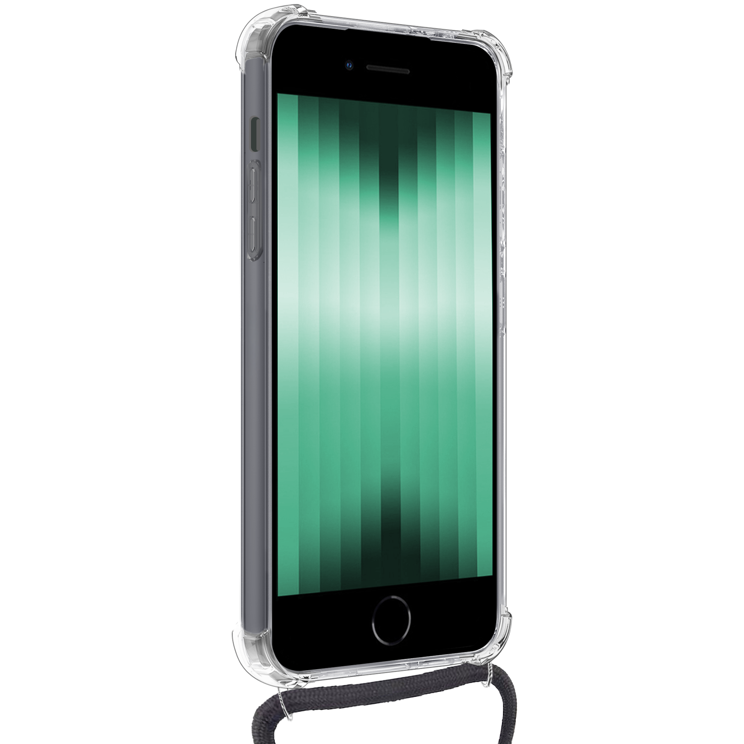 Forterra Hoesje Geschikt voor iPhone SE 2020 Pashouder Case Siliconen Hoes Met Koord Met 2x Screenprotector - Hoes Geschikt voor iPhone SE (2020) Met Telefoonkoord Hoesje Back Cover Met Pasjeshouder - Transparant