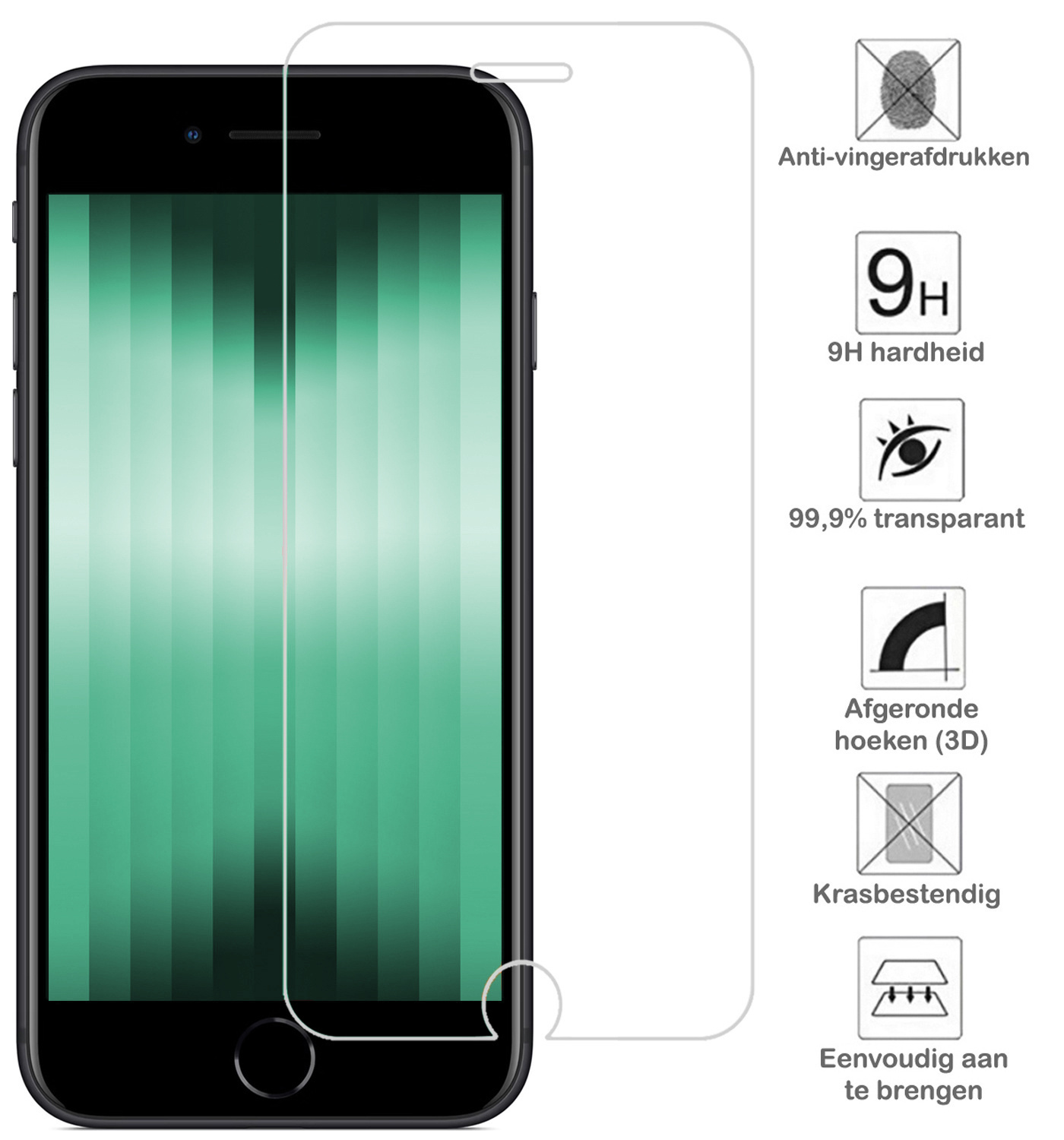 Forterra Hoesje Geschikt voor iPhone SE 2022 Pashouder Case Siliconen Hoes Met Koord Met Screenprotector - Hoes Geschikt voor iPhone SE (2022) Met Telefoonkoord Hoesje Back Cover Met Pasjeshouder - Transparant