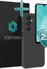 Forterra Hoesje Geschikt voor Samsung A16 Case Siliconen Hoes Met 2x Screenprotector - Hoes Geschikt voor Samsung Galaxy A16 Hoesje Back Cover - Zwart