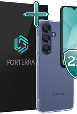 Forterra Hoesje Geschikt voor Samsung A16 Case Siliconen Hoes Met 2x Screenprotector - Hoes Geschikt voor Samsung Galaxy A16 Hoesje Back Cover - Transparant