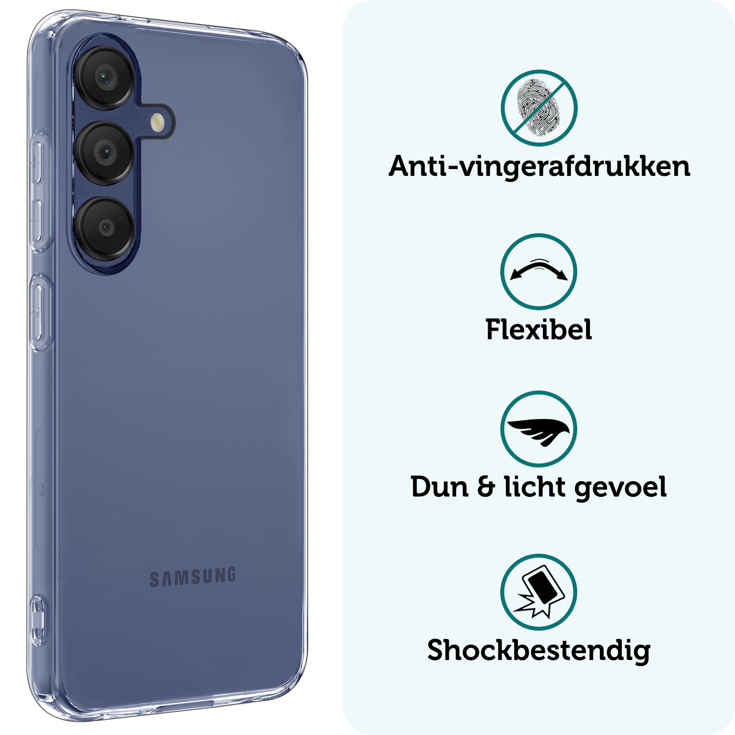 Forterra Hoesje Geschikt voor Samsung A16 Case Siliconen Hoes Met 2x Screenprotector - Hoes Geschikt voor Samsung Galaxy A16 Hoesje Back Cover - Transparant