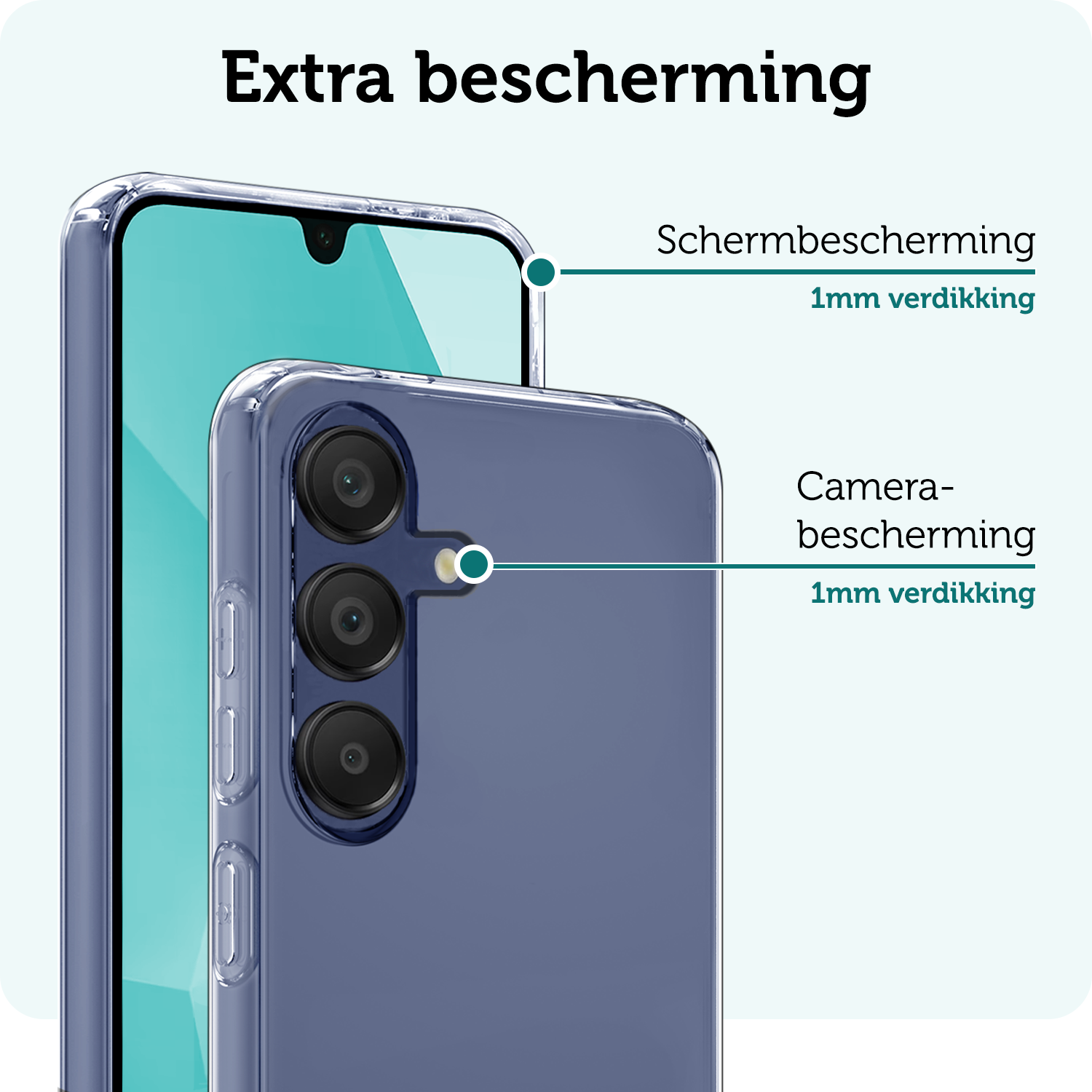 Forterra Hoesje Geschikt voor Samsung A16 Case Siliconen Hoes Met 2x Screenprotector - Hoes Geschikt voor Samsung Galaxy A16 Hoesje Back Cover - Transparant