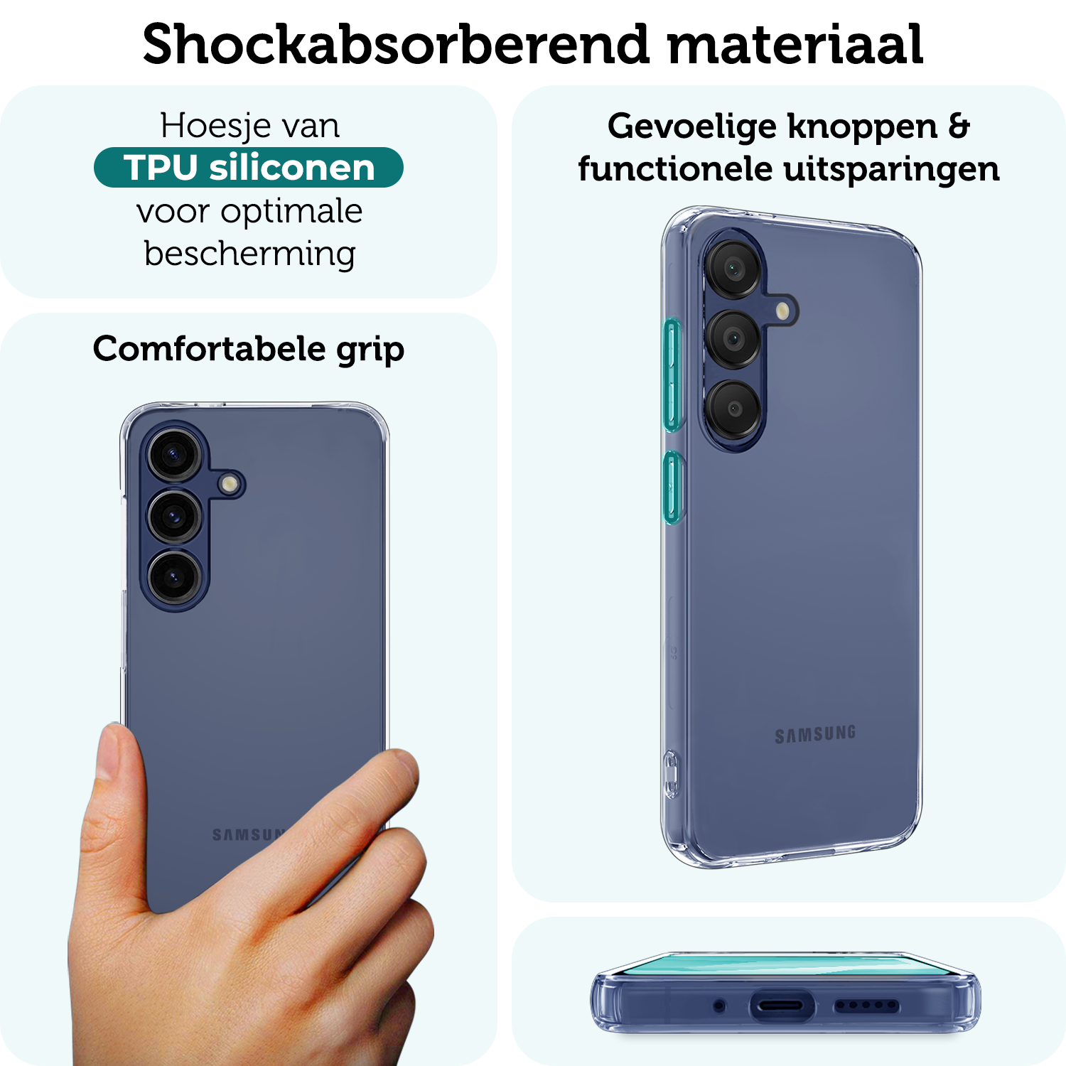 Forterra Hoesje Geschikt voor Samsung A16 Case Siliconen Hoes Met 2x Screenprotector - Hoes Geschikt voor Samsung Galaxy A16 Hoesje Back Cover - Transparant