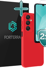 Forterra Hoesje Geschikt voor Samsung A16 Case Siliconen Hoes Met 2x Screenprotector - Hoes Geschikt voor Samsung Galaxy A16 Hoesje Back Cover - Rood