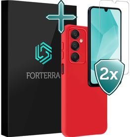 Forterra Forterra Samsung Galaxy A16 Hoesje Siliconen Met 2x Screenprotector - Rood
