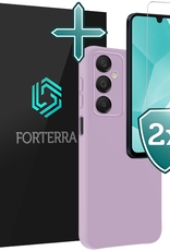 Forterra Hoesje Geschikt voor Samsung A16 Case Siliconen Hoes Met 2x Screenprotector - Hoes Geschikt voor Samsung Galaxy A16 Hoesje Back Cover - Lila