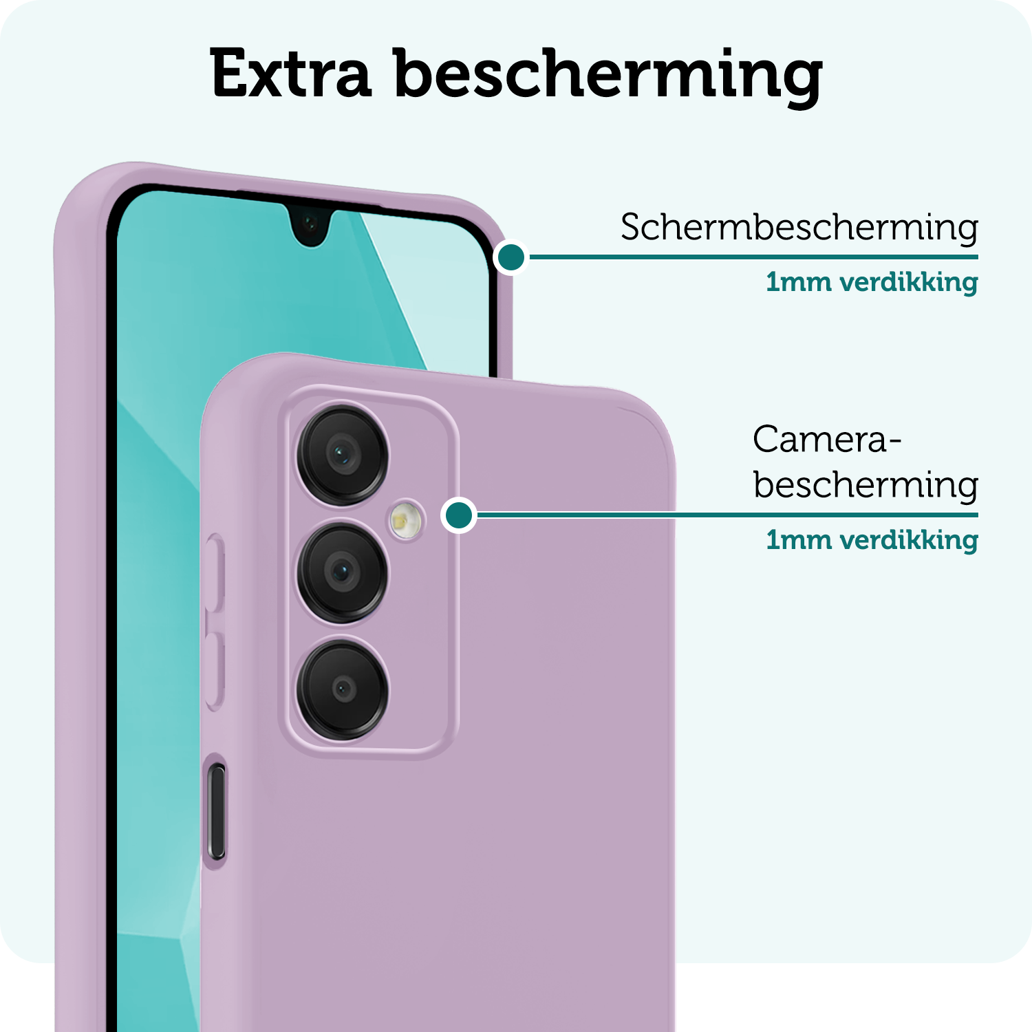Forterra Hoesje Geschikt voor Samsung A16 Case Siliconen Hoes Met 2x Screenprotector - Hoes Geschikt voor Samsung Galaxy A16 Hoesje Back Cover - Lila