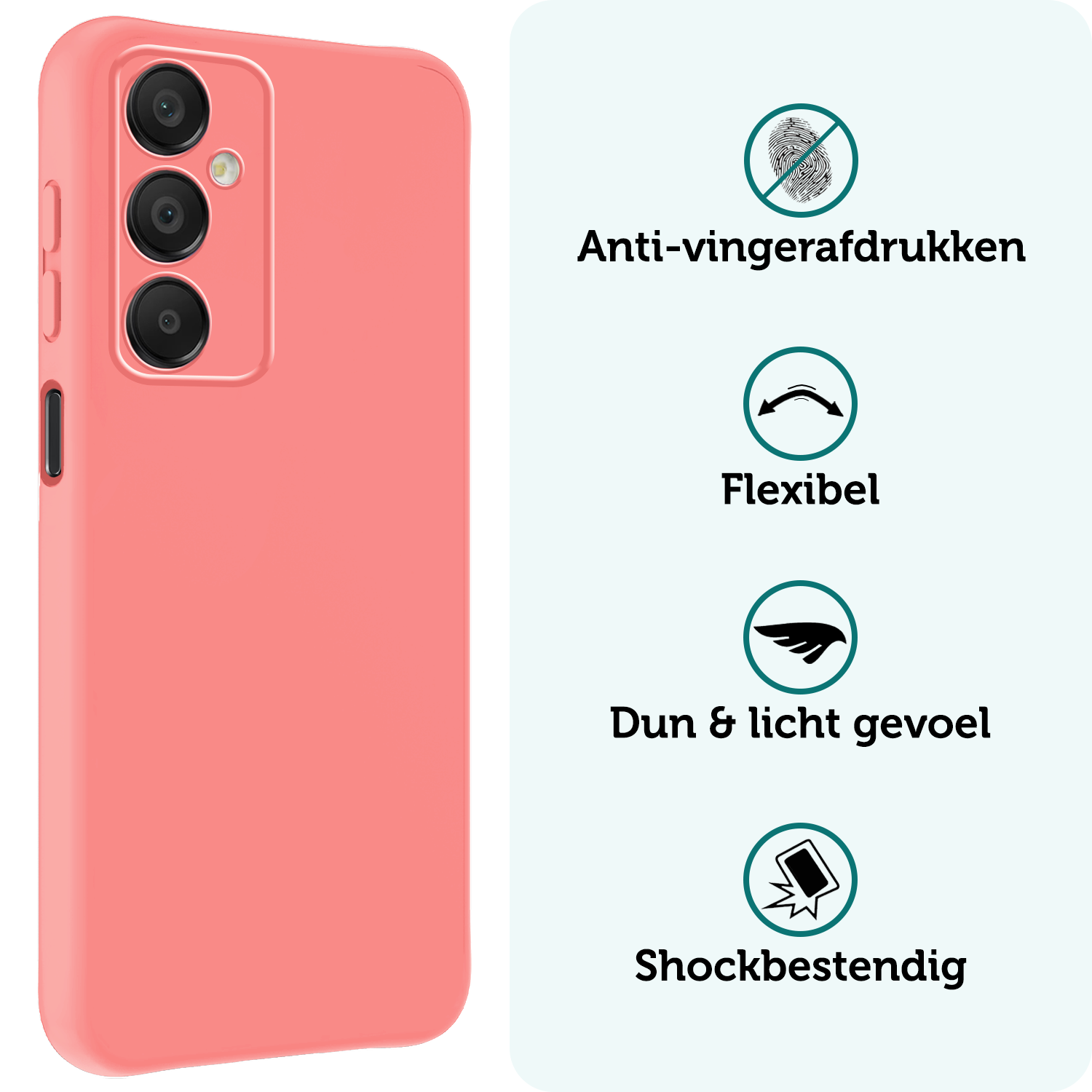 Forterra Hoesje Geschikt voor Samsung A16 Case Siliconen Hoes Met 2x Screenprotector - Hoes Geschikt voor Samsung Galaxy A16 Hoesje Back Cover - Lichtroze