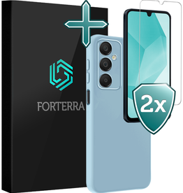 Forterra Forterra Samsung Galaxy A16 Hoesje Siliconen Met 2x Screenprotector - Lichtblauw