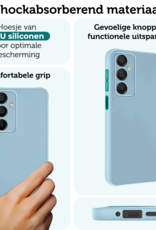 Forterra Hoesje Geschikt voor Samsung A16 Case Siliconen Hoes Met 2x Screenprotector - Hoes Geschikt voor Samsung Galaxy A16 Hoesje Back Cover - Lichtblauw