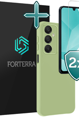 Forterra Hoesje Geschikt voor Samsung A16 Case Siliconen Hoes Met 2x Screenprotector - Hoes Geschikt voor Samsung Galaxy A16 Hoesje Back Cover - Groen