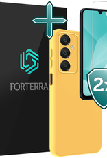 Forterra Hoesje Geschikt voor Samsung A16 Case Siliconen Hoes Met 2x Screenprotector - Hoes Geschikt voor Samsung Galaxy A16 Hoesje Back Cover - Geel