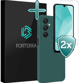 Forterra Forterra Samsung Galaxy A16 Hoesje Siliconen Met 2x Screenprotector - Donkergroen