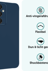 Forterra Hoesje Geschikt voor Samsung A16 Case Siliconen Hoes Met 2x Screenprotector - Hoes Geschikt voor Samsung Galaxy A16 Hoesje Back Cover - Donkerblauw