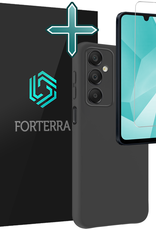 Forterra Hoesje Geschikt voor Samsung A16 Case Siliconen Hoes Met Screenprotector - Hoes Geschikt voor Samsung Galaxy A16 Hoesje Back Cover - Zwart