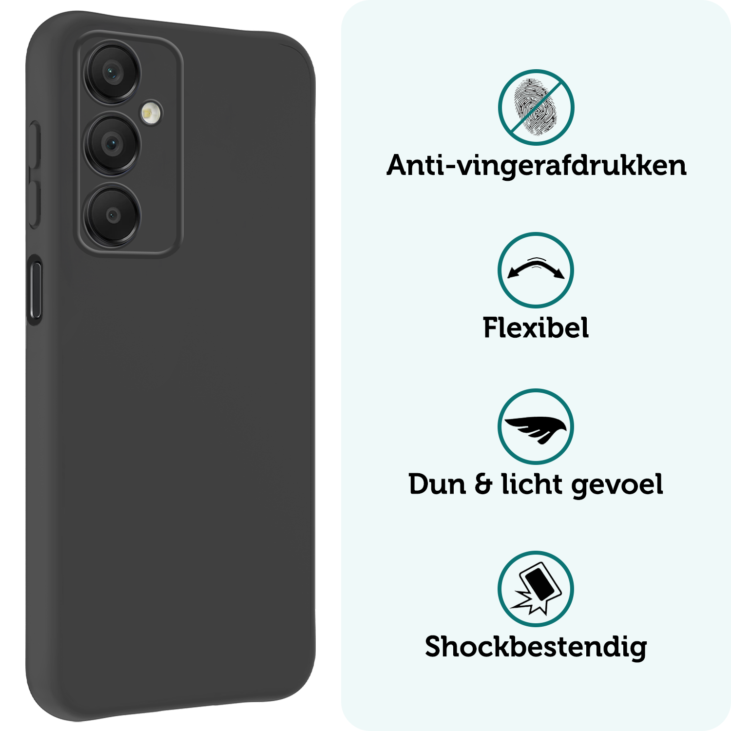 Forterra Hoesje Geschikt voor Samsung A16 Case Siliconen Hoes Met Screenprotector - Hoes Geschikt voor Samsung Galaxy A16 Hoesje Back Cover - Zwart