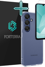 Forterra Hoesje Geschikt voor Samsung A16 Case Siliconen Hoes Met Screenprotector - Hoes Geschikt voor Samsung Galaxy A16 Hoesje Back Cover - Transparant