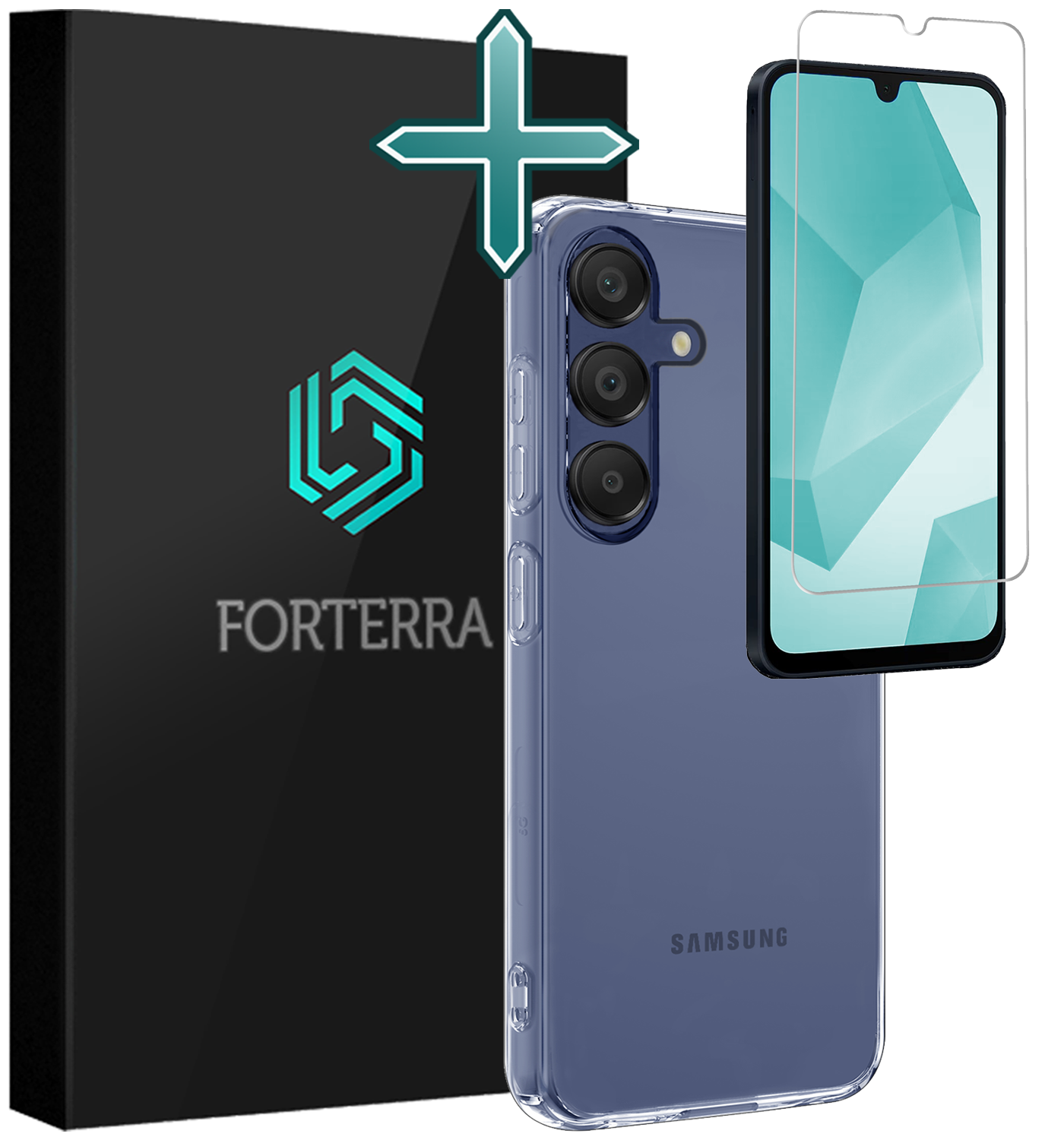 Forterra Hoesje Geschikt voor Samsung A16 Case Siliconen Hoes Met Screenprotector - Hoes Geschikt voor Samsung Galaxy A16 Hoesje Back Cover - Transparant