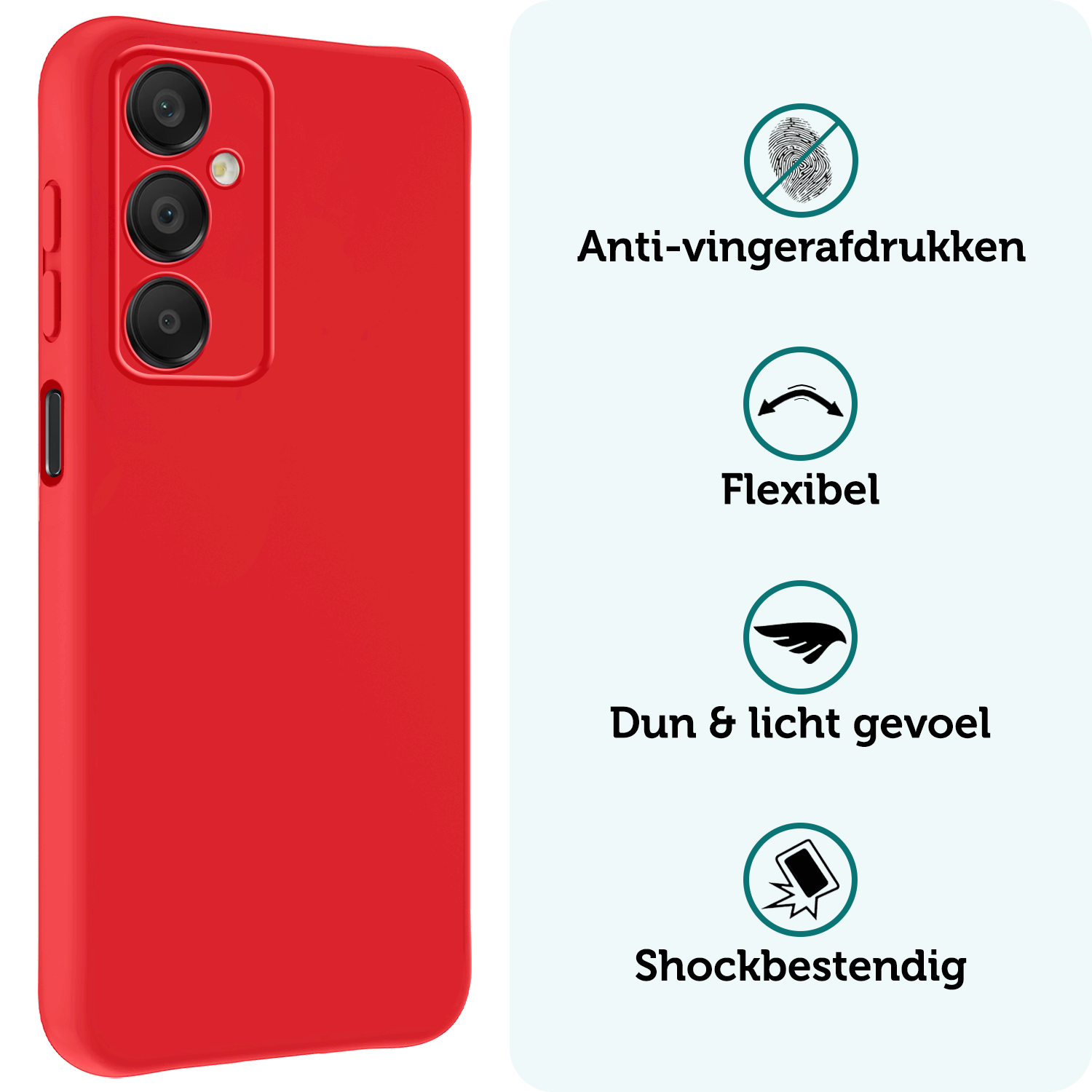Forterra Hoesje Geschikt voor Samsung A16 Case Siliconen Hoes Met Screenprotector - Hoes Geschikt voor Samsung Galaxy A16 Hoesje Back Cover - Rood