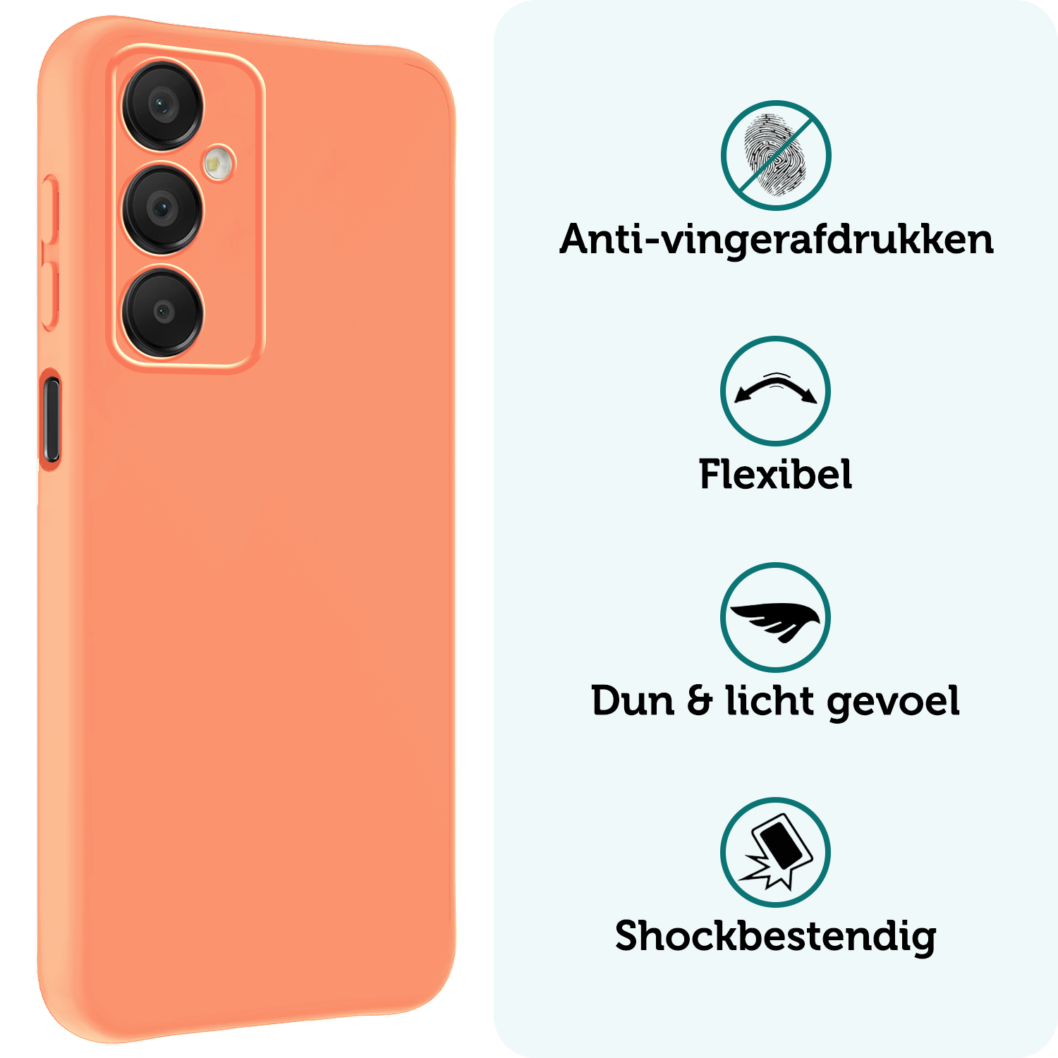 Forterra Hoesje Geschikt voor Samsung A16 Case Siliconen Hoes Met Screenprotector - Hoes Geschikt voor Samsung Galaxy A16 Hoesje Back Cover - Perzik