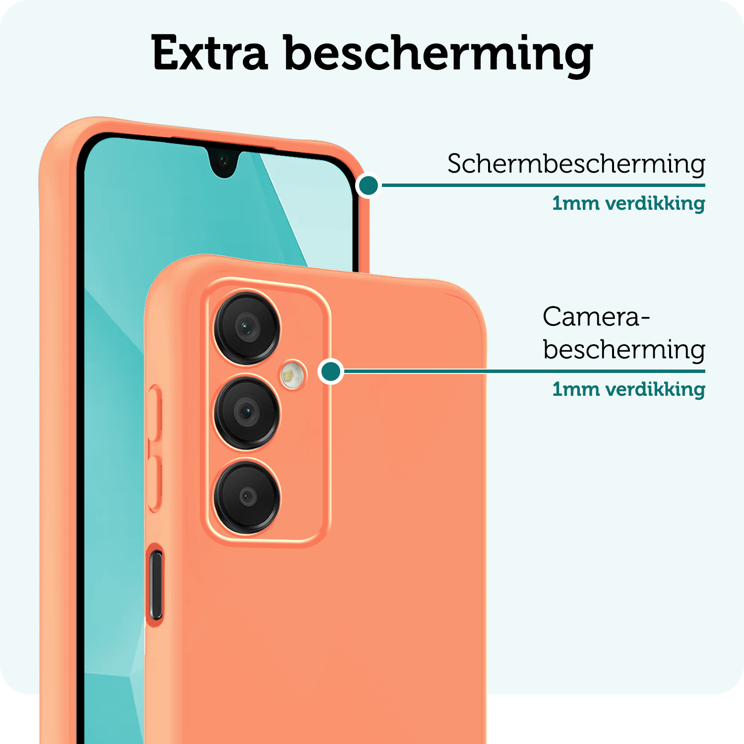 Forterra Hoesje Geschikt voor Samsung A16 Case Siliconen Hoes Met Screenprotector - Hoes Geschikt voor Samsung Galaxy A16 Hoesje Back Cover - Perzik