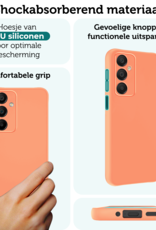 Forterra Hoesje Geschikt voor Samsung A16 Case Siliconen Hoes Met Screenprotector - Hoes Geschikt voor Samsung Galaxy A16 Hoesje Back Cover - Perzik