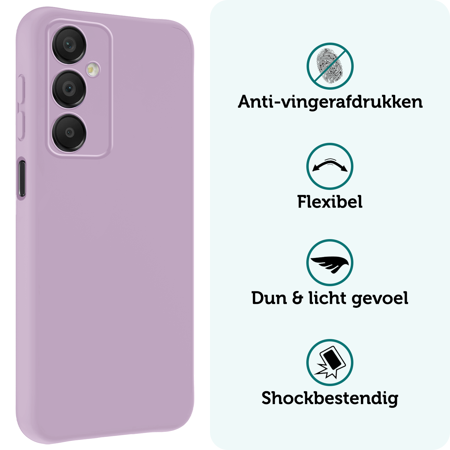 Forterra Hoesje Geschikt voor Samsung A16 Case Siliconen Hoes Met Screenprotector - Hoes Geschikt voor Samsung Galaxy A16 Hoesje Back Cover - Lila