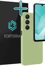 Forterra Hoesje Geschikt voor Samsung A16 Case Siliconen Hoes Met Screenprotector - Hoes Geschikt voor Samsung Galaxy A16 Hoesje Back Cover - Groen