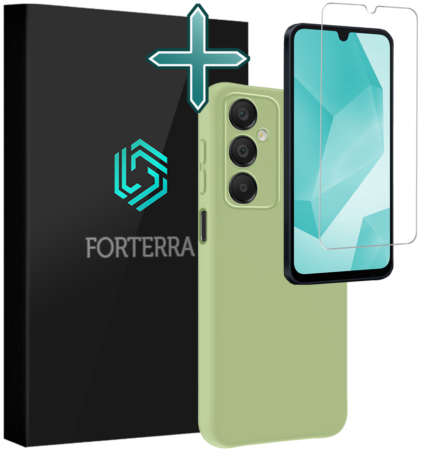 Forterra Hoesje Geschikt voor Samsung A16 Case Siliconen Hoes Met Screenprotector - Hoes Geschikt voor Samsung Galaxy A16 Hoesje Back Cover - Groen