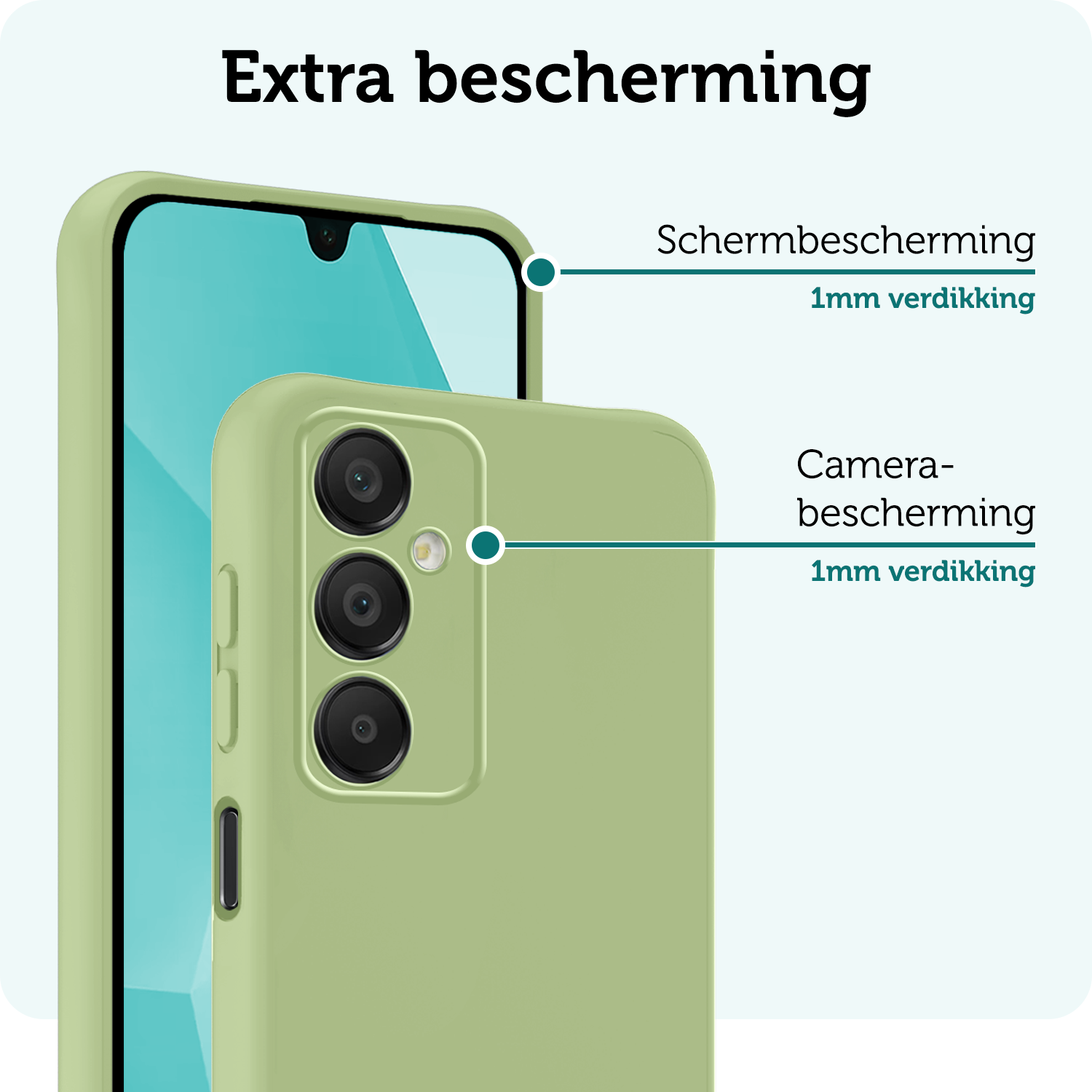 Forterra Hoesje Geschikt voor Samsung A16 Case Siliconen Hoes Met Screenprotector - Hoes Geschikt voor Samsung Galaxy A16 Hoesje Back Cover - Groen