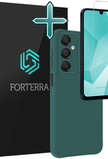 Forterra Hoesje Geschikt voor Samsung A16 Case Siliconen Hoes Met Screenprotector - Hoes Geschikt voor Samsung Galaxy A16 Hoesje Back Cover - Donkergroen