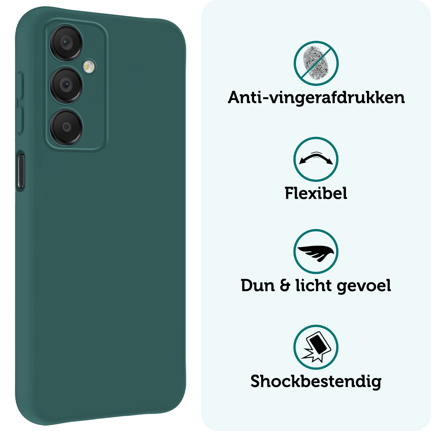 Forterra Hoesje Geschikt voor Samsung A16 Case Siliconen Hoes Met Screenprotector - Hoes Geschikt voor Samsung Galaxy A16 Hoesje Back Cover - Donkergroen